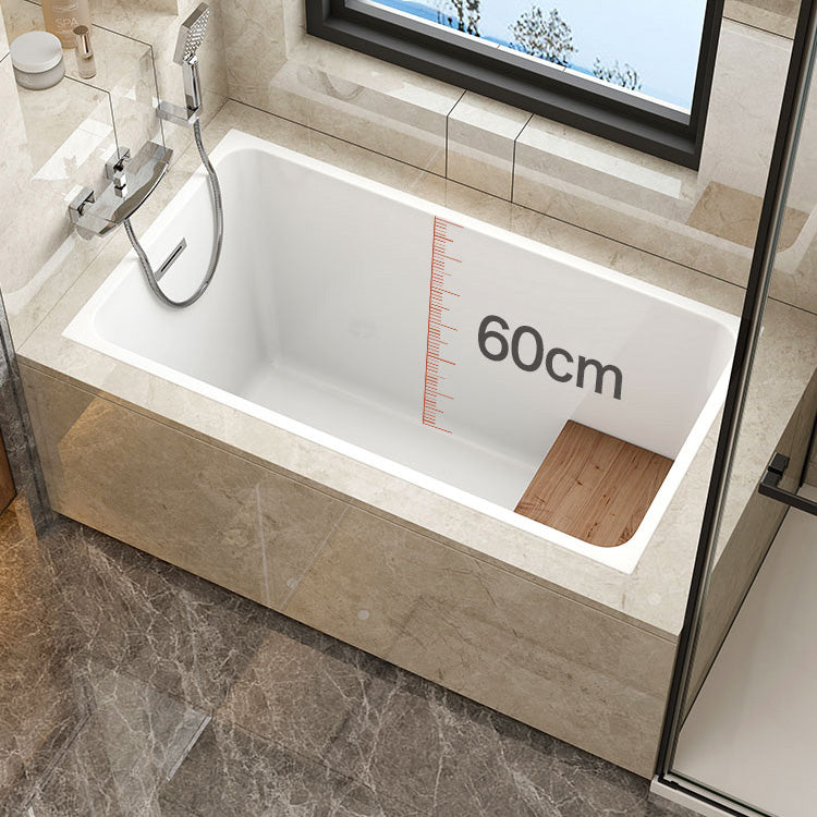 Rectangular Drop-in Acrylic Bathtub White Modern Back to Wall Bathtub (Board not Included)