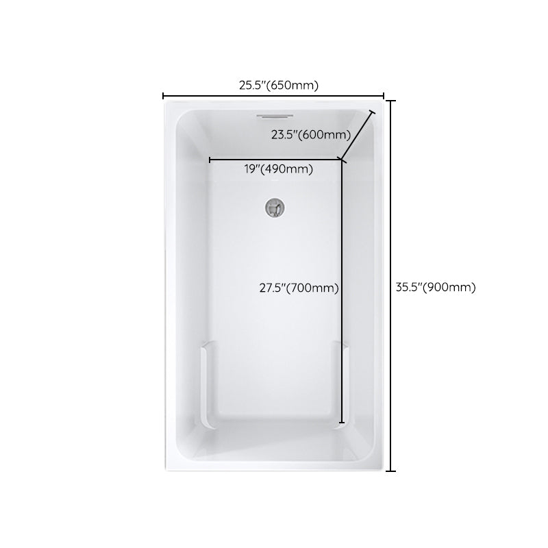 Rectangular Drop-in Acrylic Bathtub White Modern Back to Wall Bathtub (Board not Included)