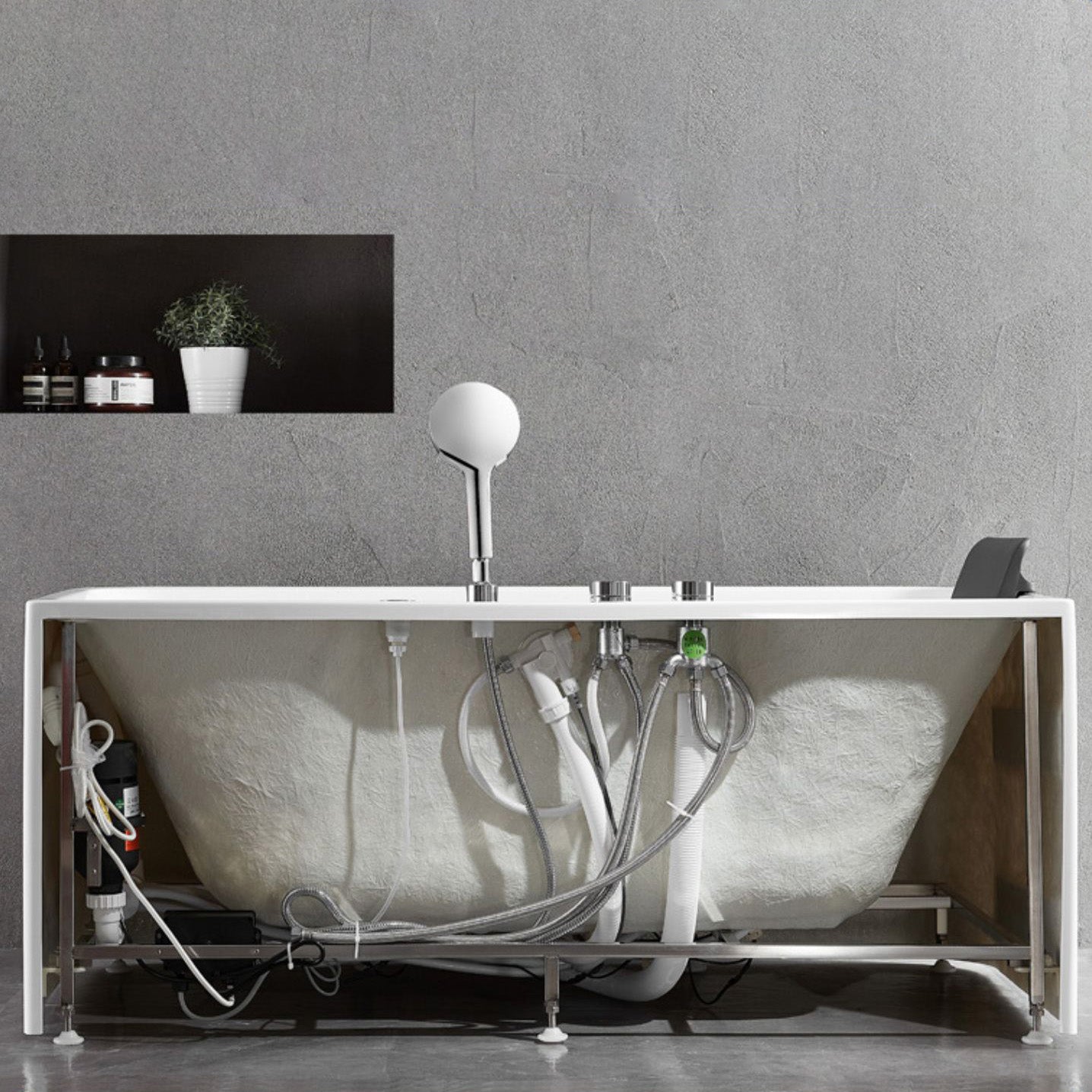 Antique Finish Acrylic Bathtub Rectangular Back to Wall Bath Tub