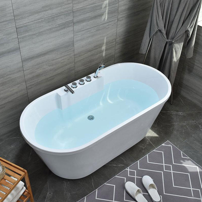 Acrylic Bath Soaking Back to Wall White Bathtub , 29.53-inch Wide