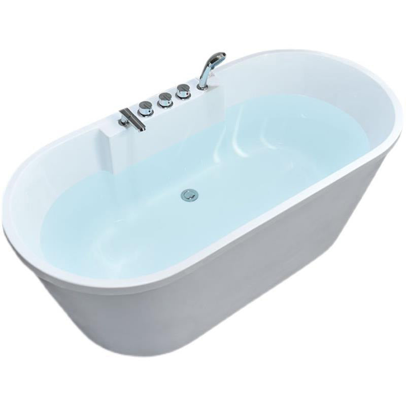 Acrylic Bath Soaking Back to Wall White Bathtub , 29.53-inch Wide