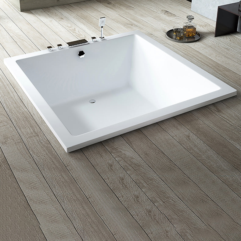 Acrylic Bath Drop-in Soaking Square Modern Center-Front Bathtub
