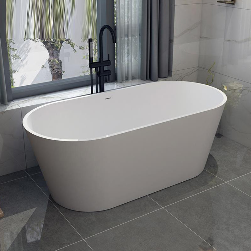 Stone Soaking Bathtub Antique Finish Oval Back to Wall Bath Tub (Faucet not Included)