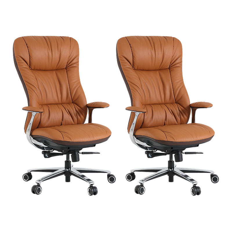 Padded Arms Desk Chair No Distressing Leather Ergonomic Chair with Wheels