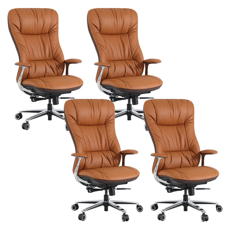 Padded Arms Desk Chair No Distressing Leather Ergonomic Chair with Wheels