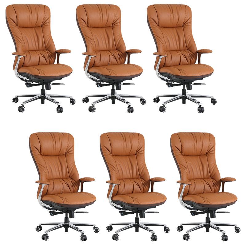 Padded Arms Desk Chair No Distressing Leather Ergonomic Chair with Wheels
