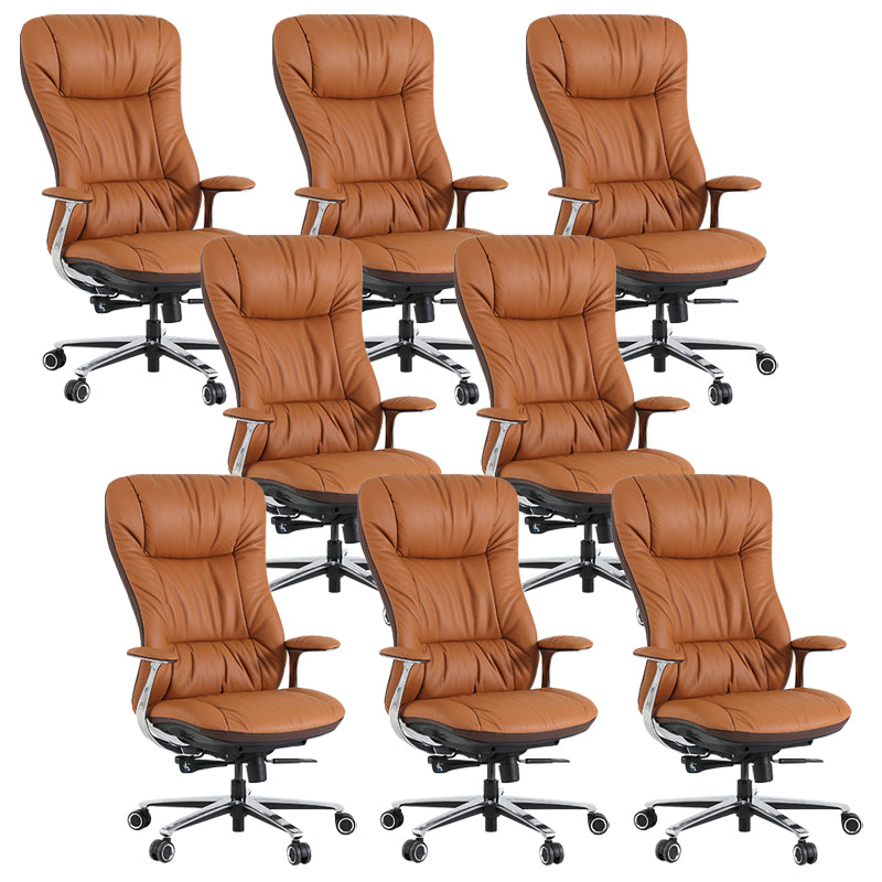 Padded Arms Desk Chair No Distressing Leather Ergonomic Chair with Wheels