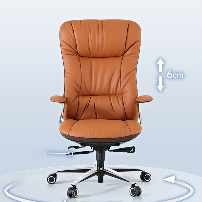 Padded Arms Desk Chair No Distressing Leather Ergonomic Chair with Wheels