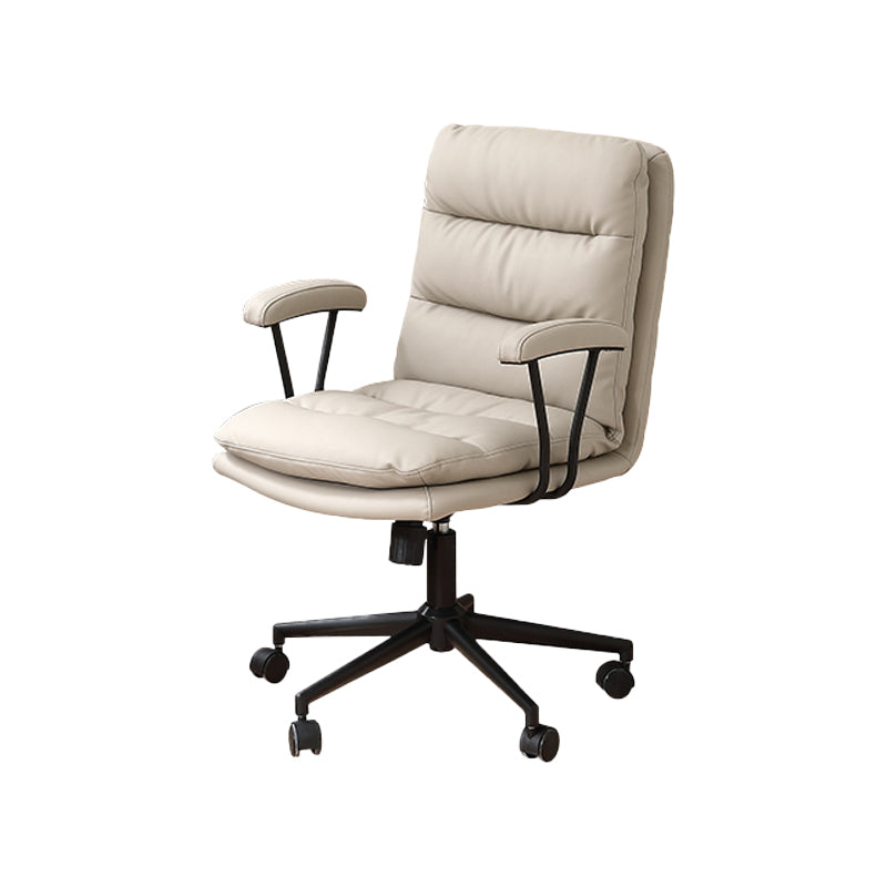 Modern Office Leather Chair Adjustable Seat Height Padded Arms Swivel Chair with Wheels