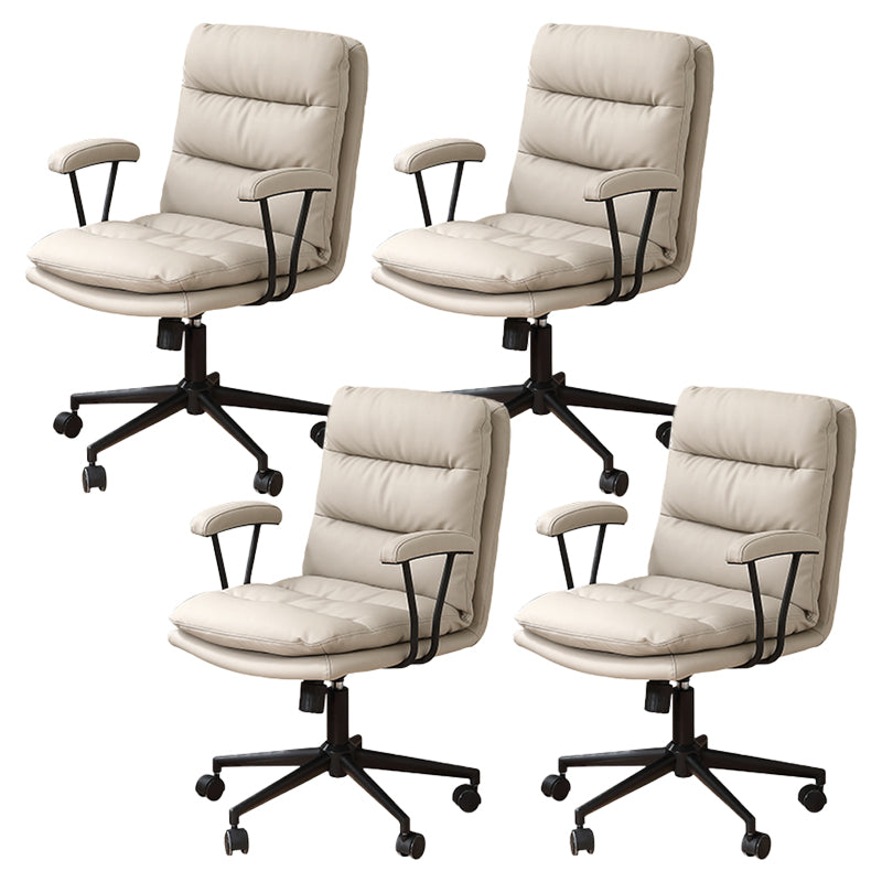 Modern Office Leather Chair Adjustable Seat Height Padded Arms Swivel Chair with Wheels