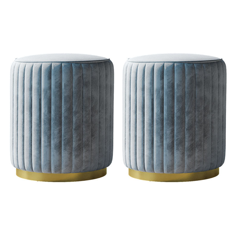 Solid Color Flannel Standard Stool Modern Style Simple Round Stool