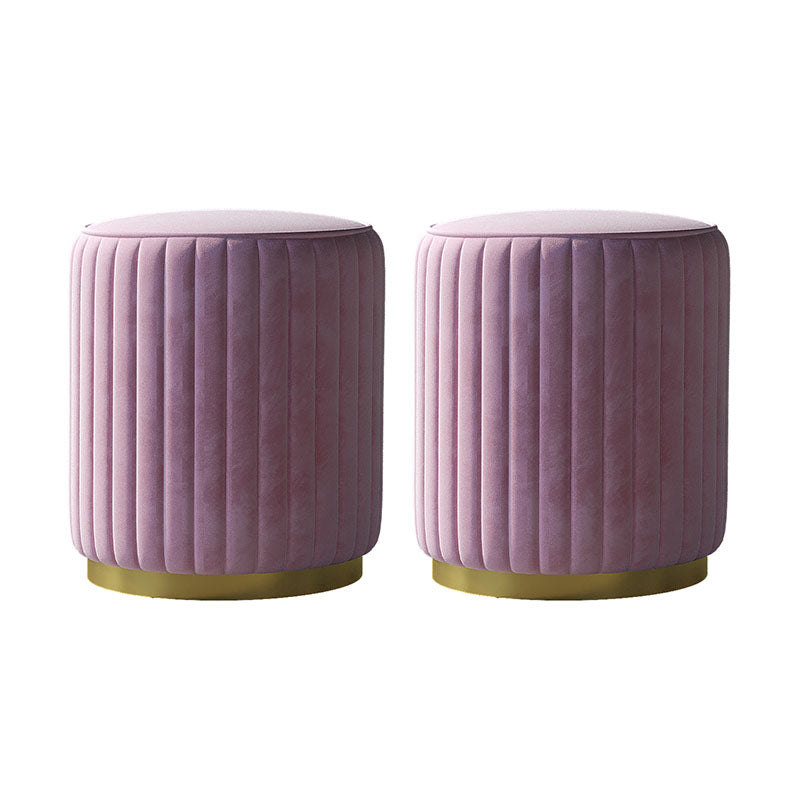 Solid Color Flannel Standard Stool Modern Style Simple Round Stool