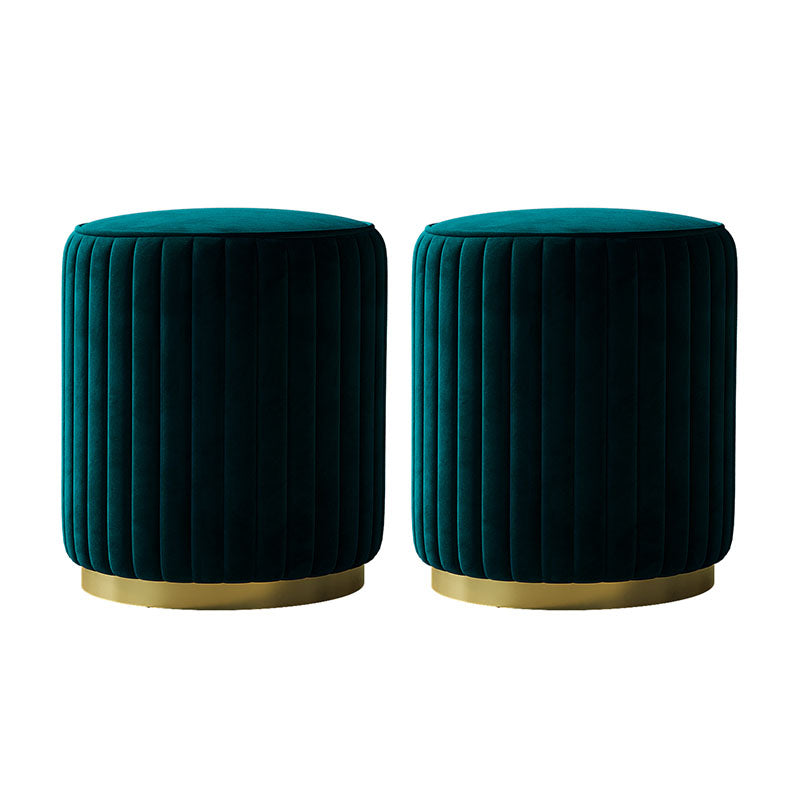 Solid Color Flannel Standard Stool Modern Style Simple Round Stool