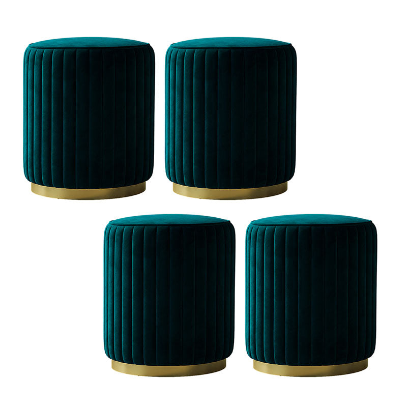 Solid Color Flannel Standard Stool Modern Style Simple Round Stool