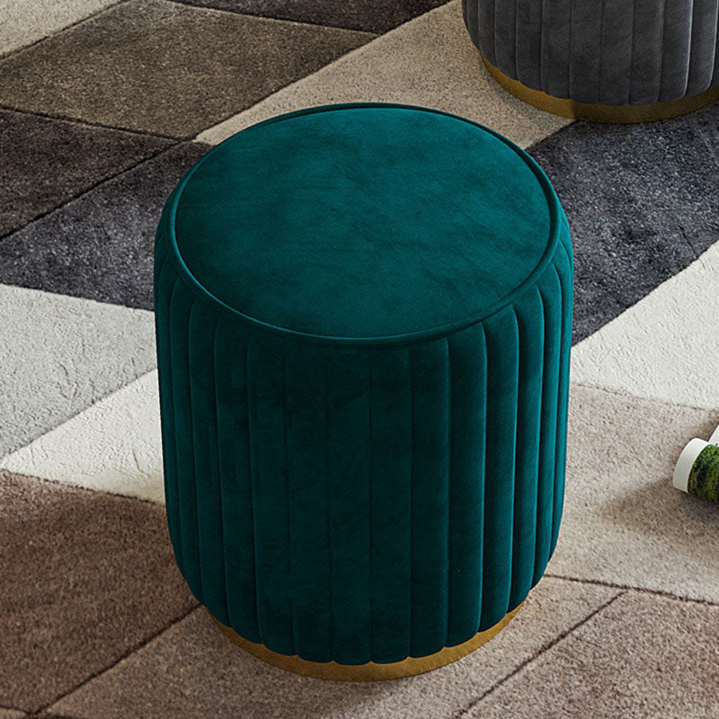 Solid Color Flannel Standard Stool Modern Style Simple Round Stool