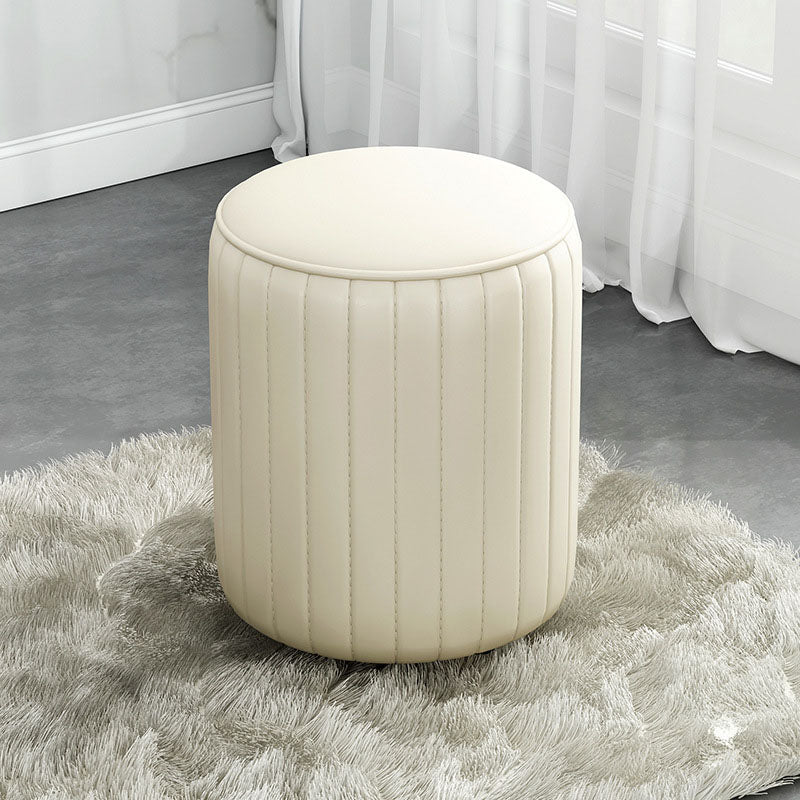 Solid Color Leather Standard Stool Modern Style Simple Round Cushion Stool