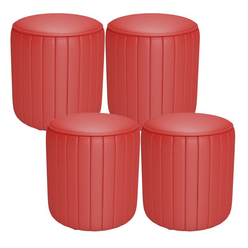 Solid Color Leather Standard Stool Modern Style Simple Round Cushion Stool