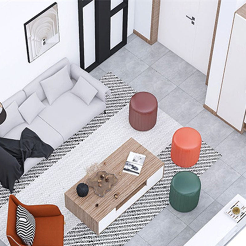 Solid Color Leather Standard Stool Modern Style Simple Round Cushion Stool