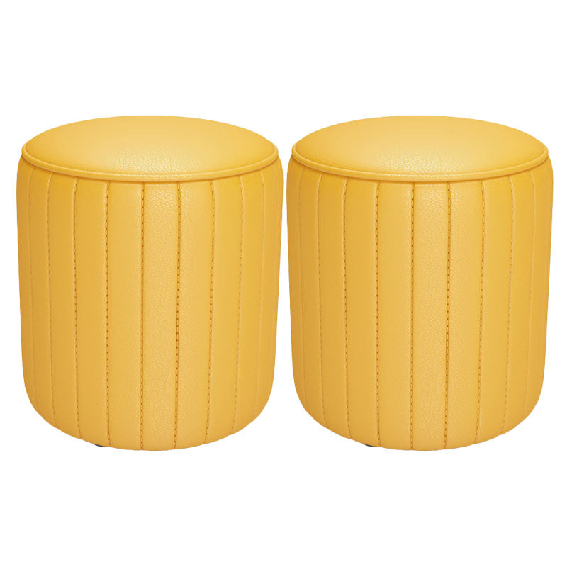 Solid Color Leather Standard Stool Modern Style Simple Round Cushion Stool