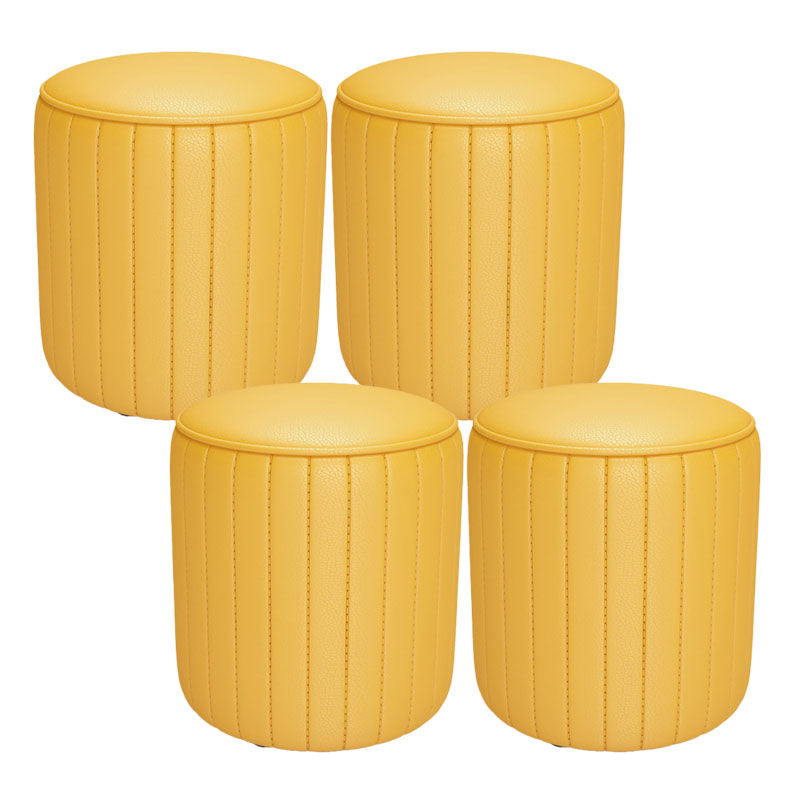 Solid Color Leather Standard Stool Modern Style Simple Round Cushion Stool