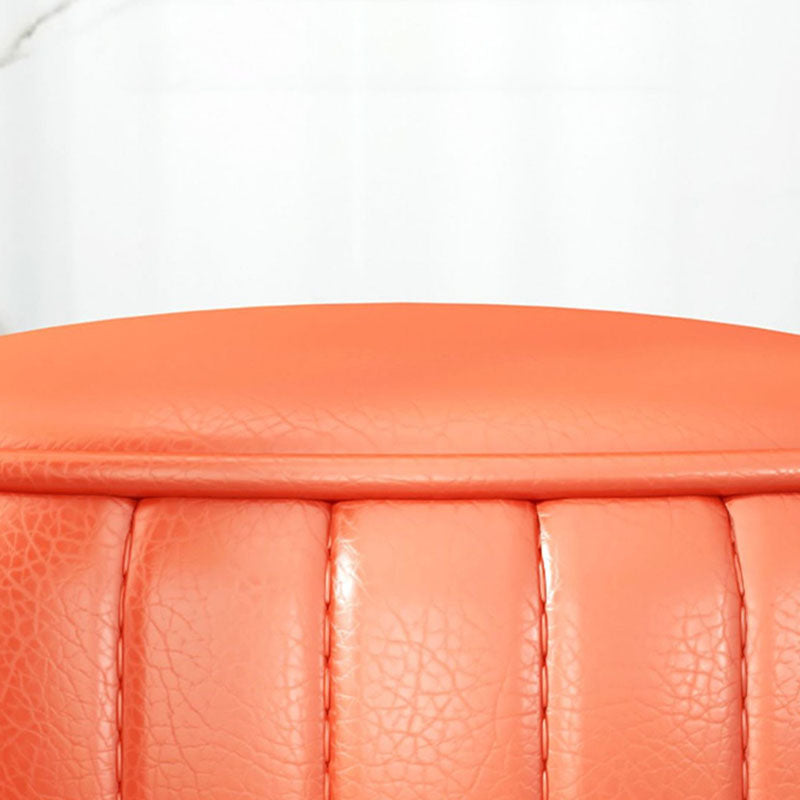 Solid Color Leather Standard Stool Modern Style Simple Round Cushion Stool