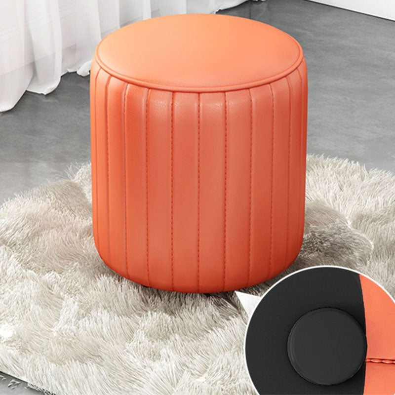 Solid Color Leather Standard Stool Modern Style Simple Round Cushion Stool