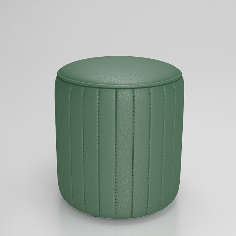 Solid Color Leather Standard Stool Modern Style Simple Round Cushion Stool
