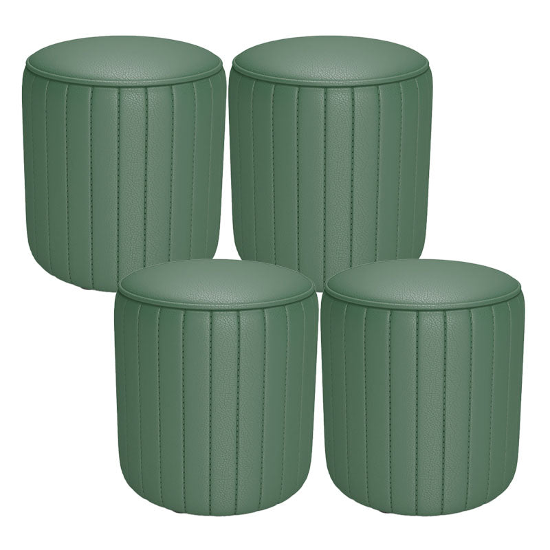 Solid Color Leather Standard Stool Modern Style Simple Round Cushion Stool