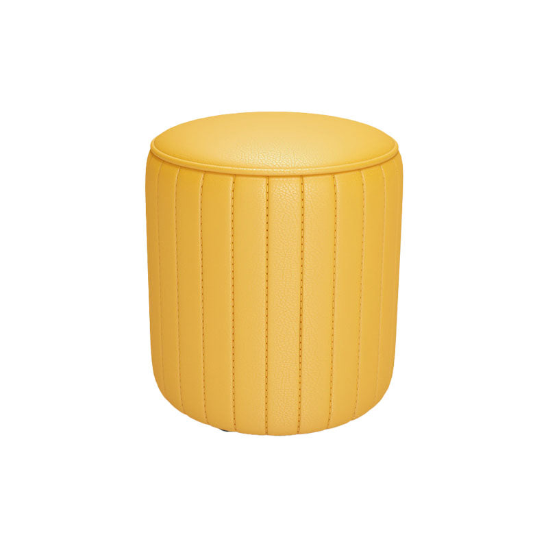 Solid Color Leather Standard Stool Modern Style Simple Round Cushion Stool