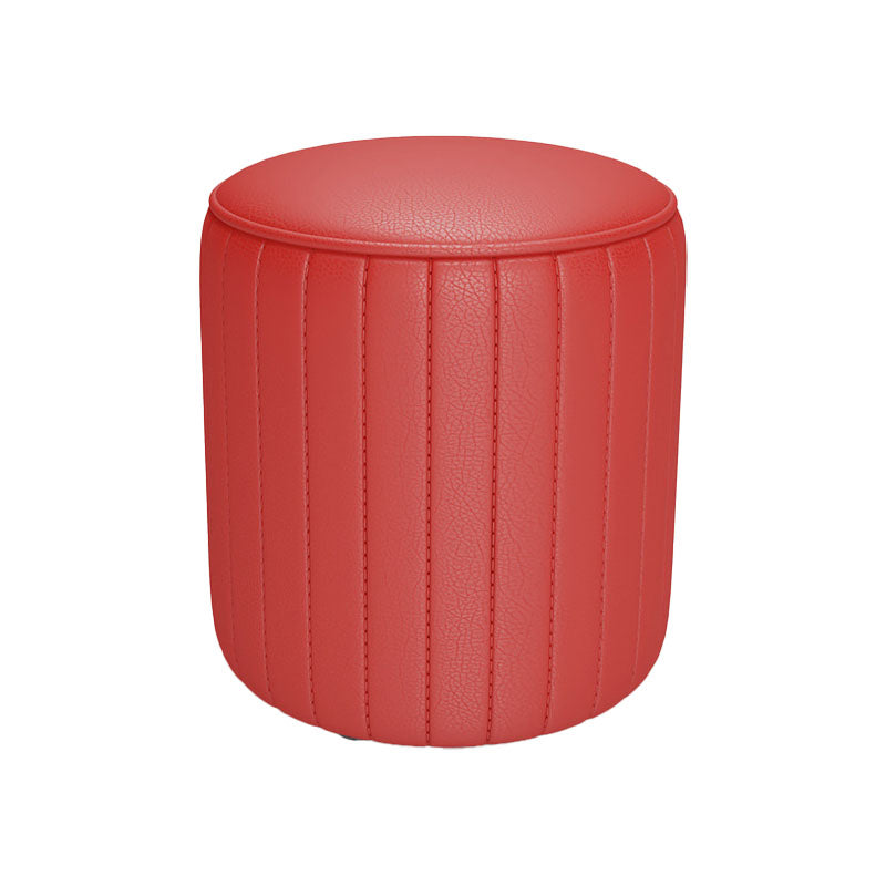 Solid Color Leather Standard Stool Modern Style Simple Round Cushion Stool