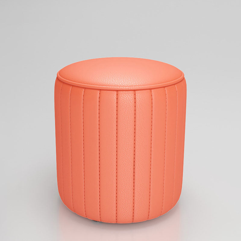 Solid Color Leather Standard Stool Modern Style Simple Round Cushion Stool