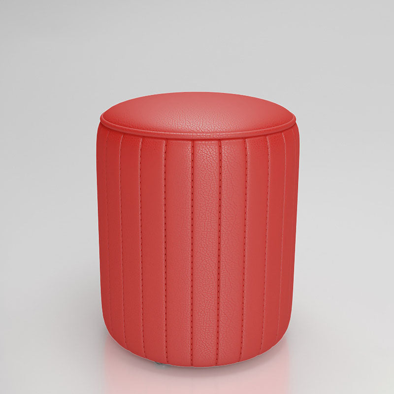 Solid Color Leather Standard Stool Modern Style Simple Round Cushion Stool