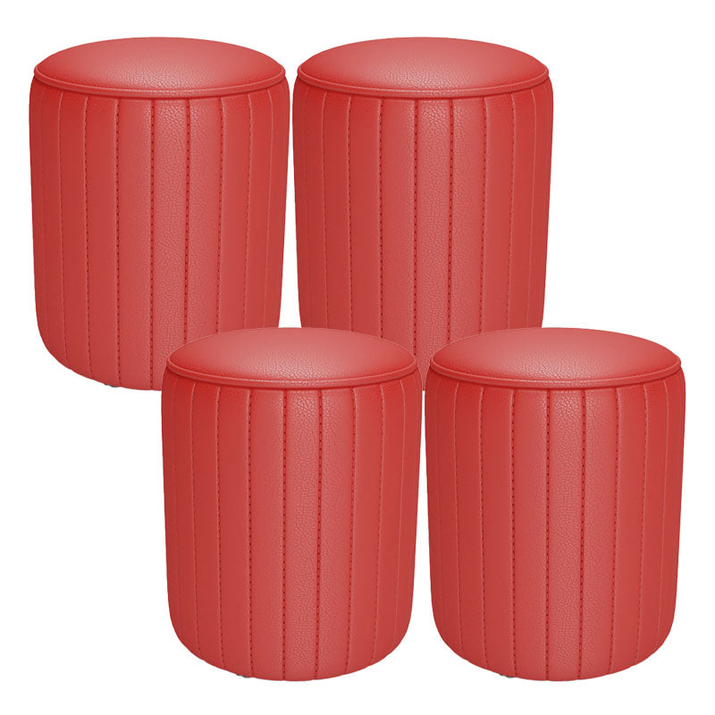 Solid Color Leather Standard Stool Modern Style Simple Round Cushion Stool