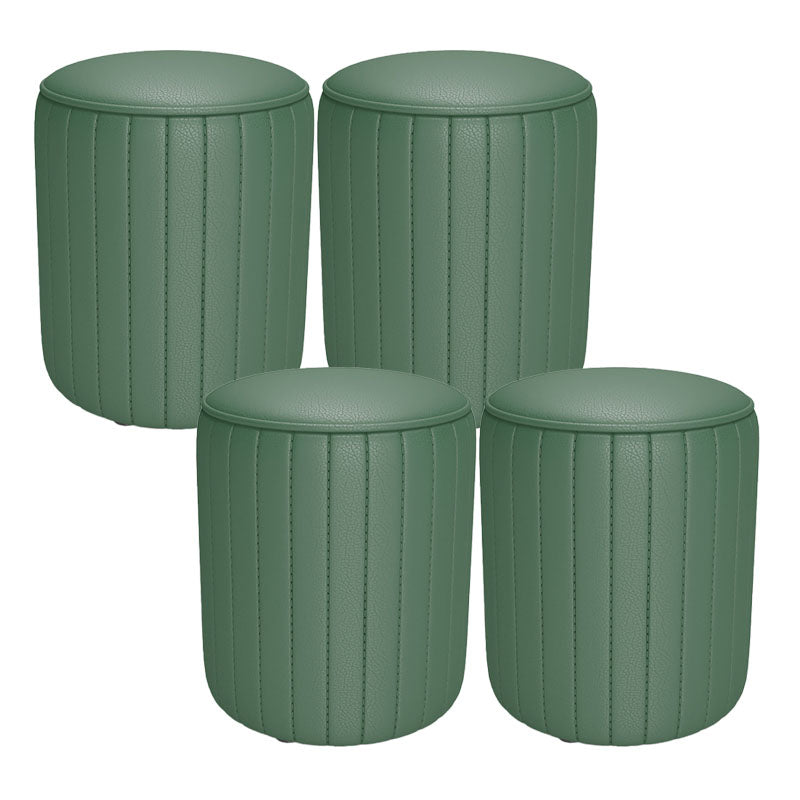 Solid Color Leather Standard Stool Modern Style Simple Round Cushion Stool