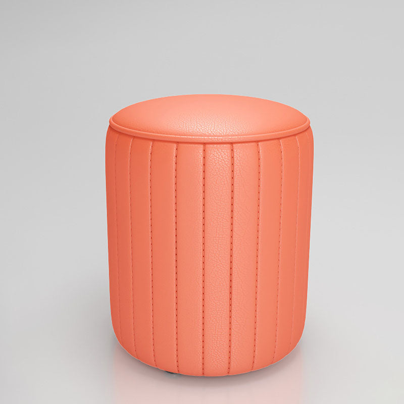 Solid Color Leather Standard Stool Modern Style Simple Round Cushion Stool