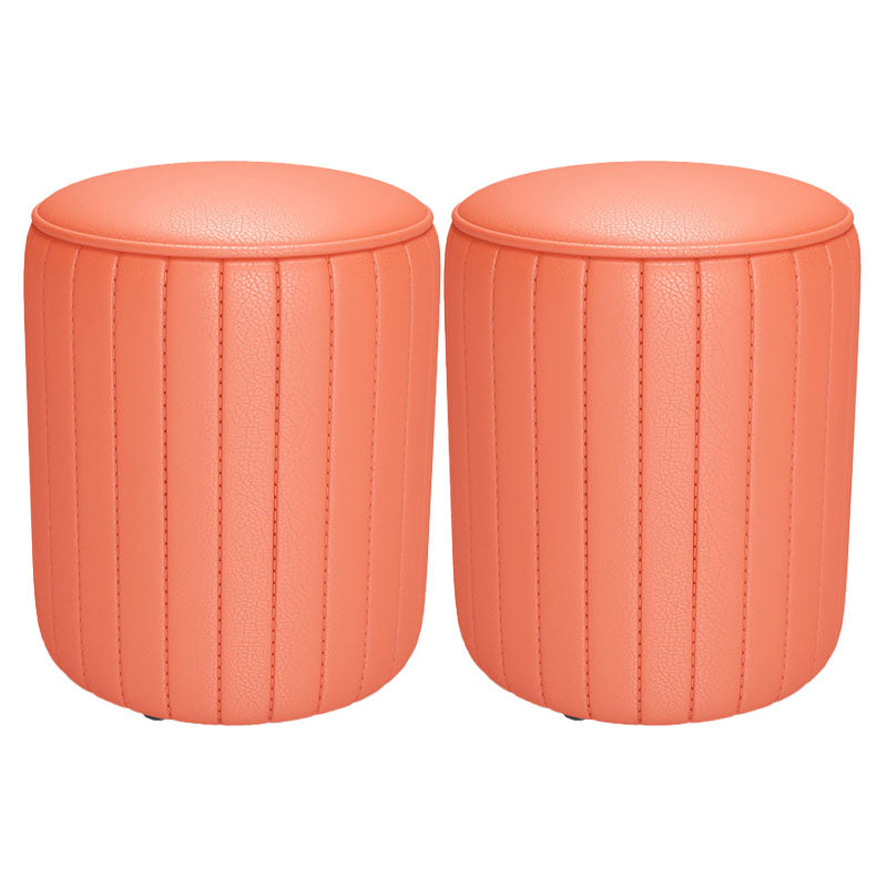 Solid Color Leather Standard Stool Modern Style Simple Round Cushion Stool