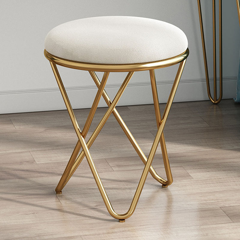 Solid Color Fabric Standard Stool Modern Style Simple Round Cushion Stool