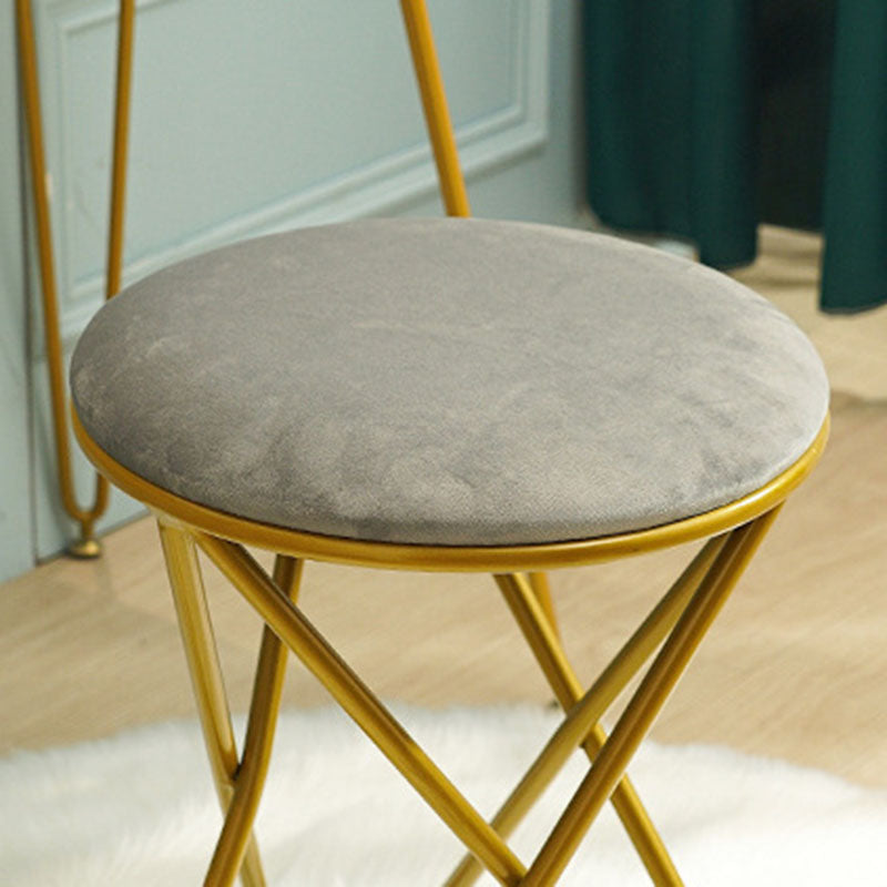 Solid Color Fabric Standard Stool Modern Style Simple Round Cushion Stool