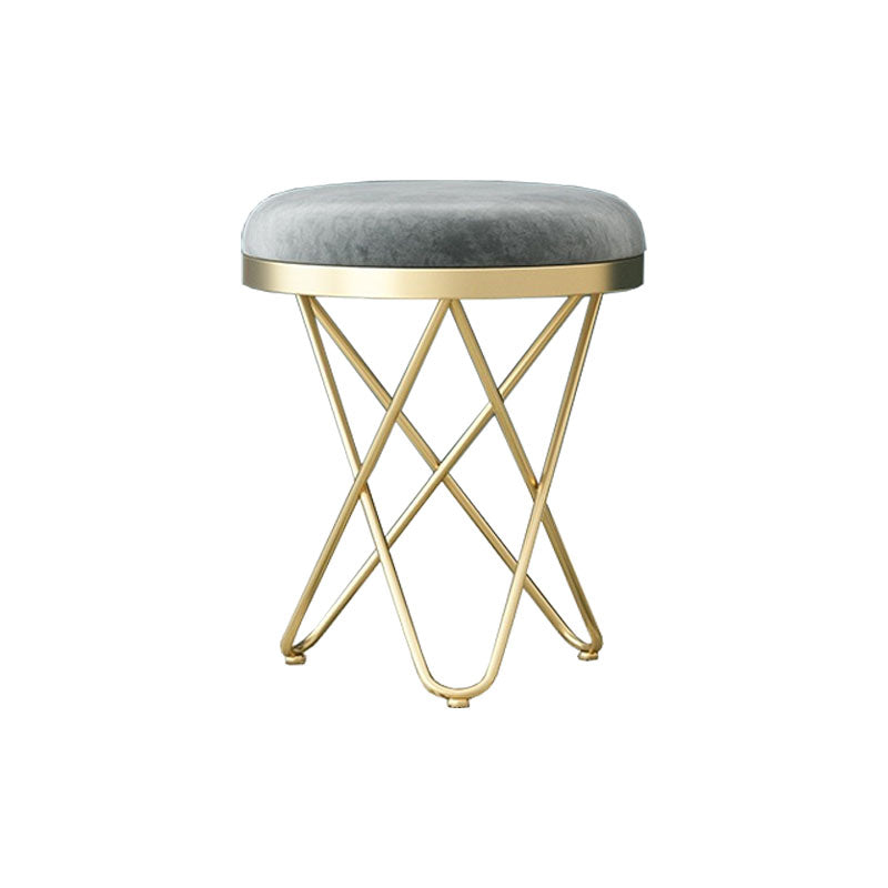 Solid Color Fabric Standard Stool Modern Style Simple Round Cushion Stool