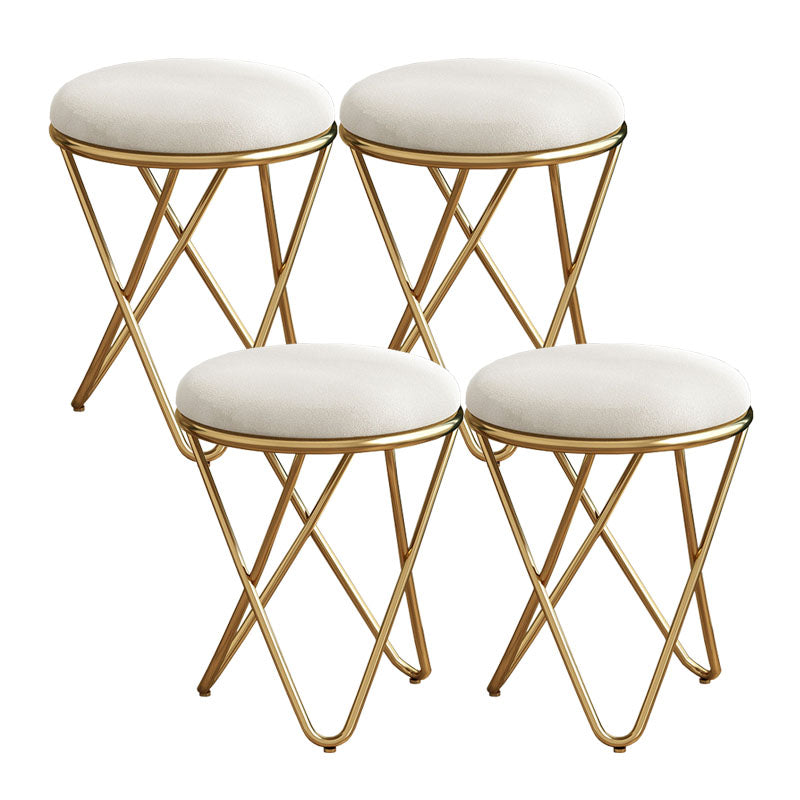 Solid Color Fabric Standard Stool Modern Style Simple Round Cushion Stool