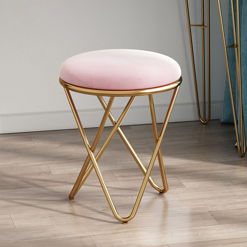 Solid Color Fabric Standard Stool Modern Style Simple Round Cushion Stool