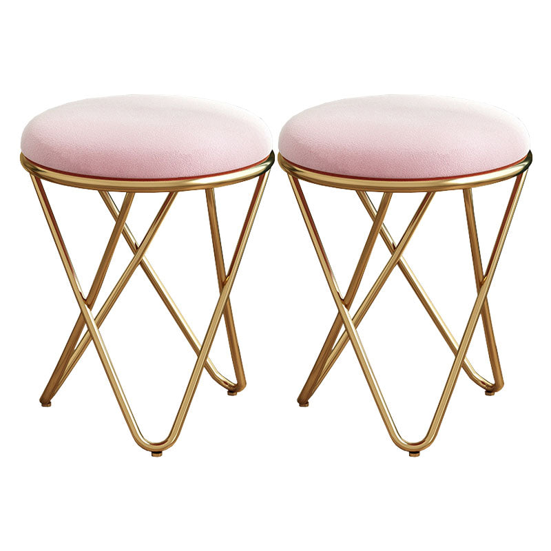 Solid Color Fabric Standard Stool Modern Style Simple Round Cushion Stool