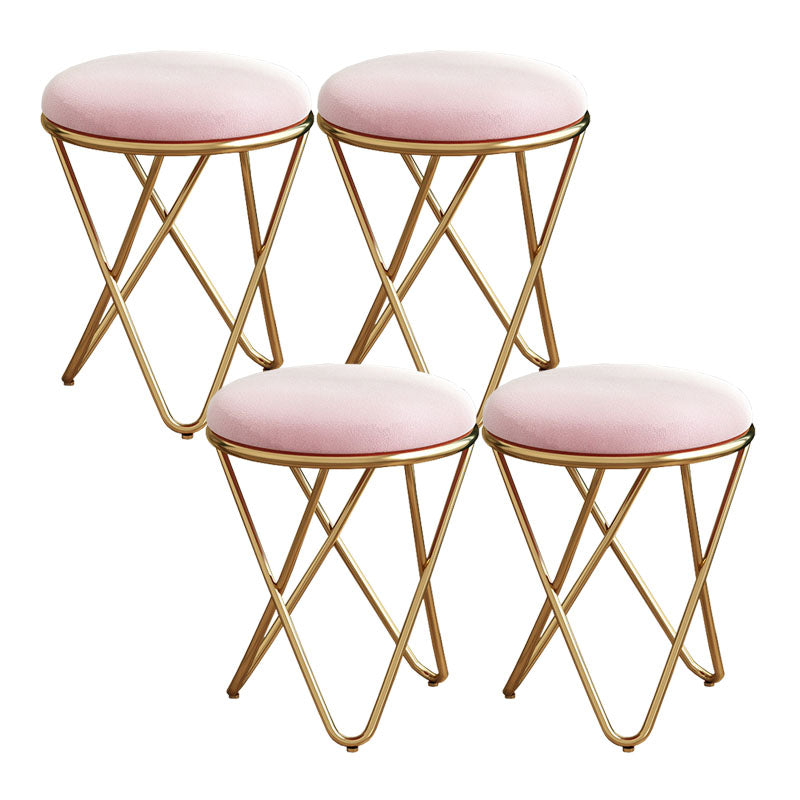Solid Color Fabric Standard Stool Modern Style Simple Round Cushion Stool