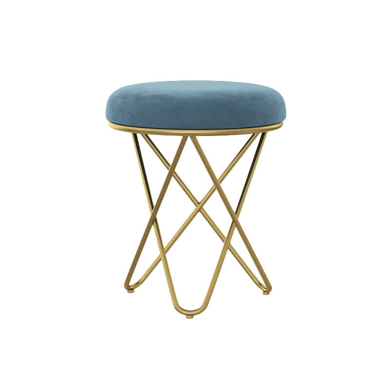 Solid Color Fabric Standard Stool Modern Style Simple Round Cushion Stool