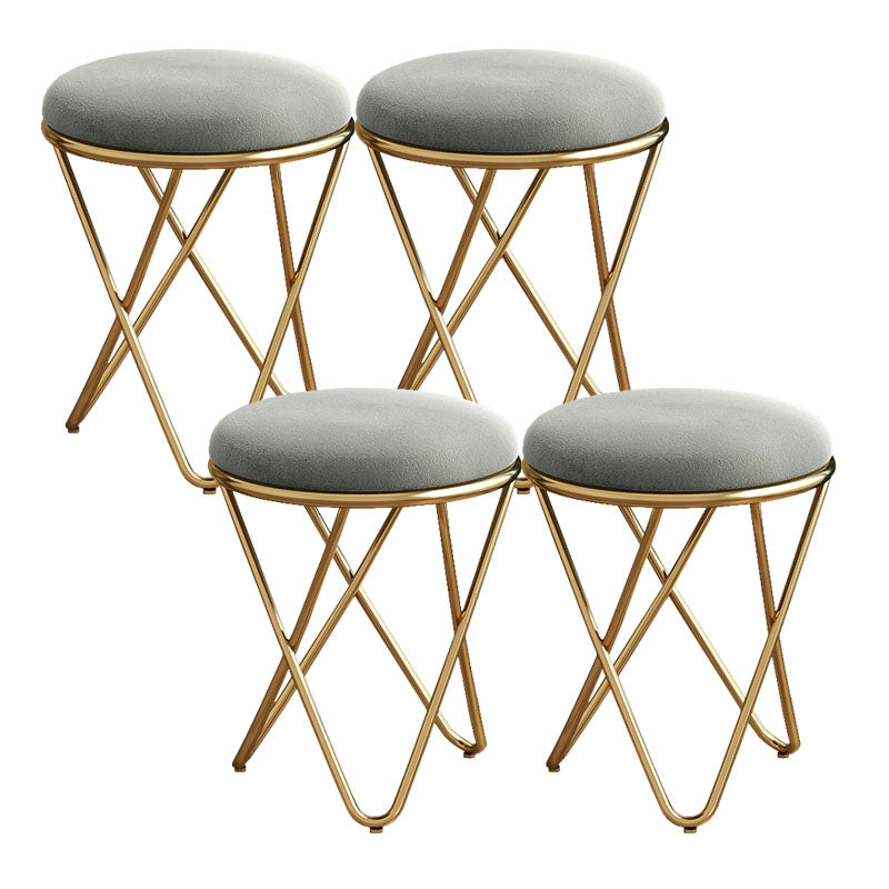 Solid Color Fabric Standard Stool Modern Style Simple Round Cushion Stool
