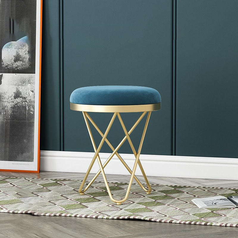 Solid Color Fabric Standard Stool Modern Style Simple Round Cushion Stool