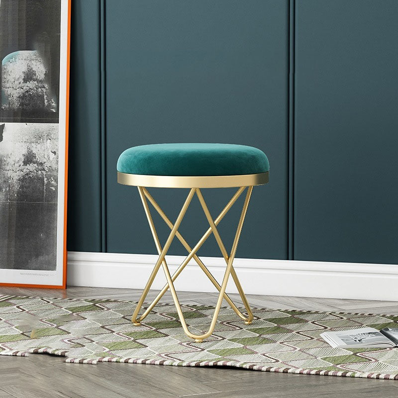 Solid Color Fabric Standard Stool Modern Style Simple Round Cushion Stool