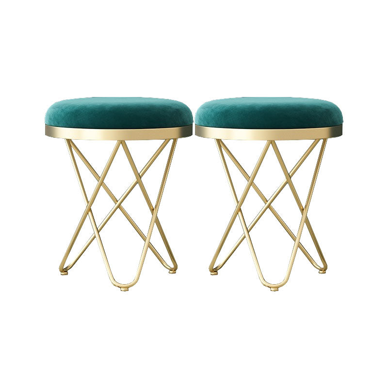 Solid Color Fabric Standard Stool Modern Style Simple Round Cushion Stool