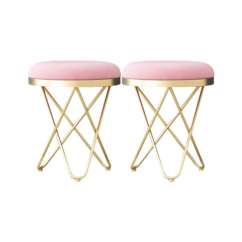Solid Color Fabric Standard Stool Modern Style Simple Round Cushion Stool