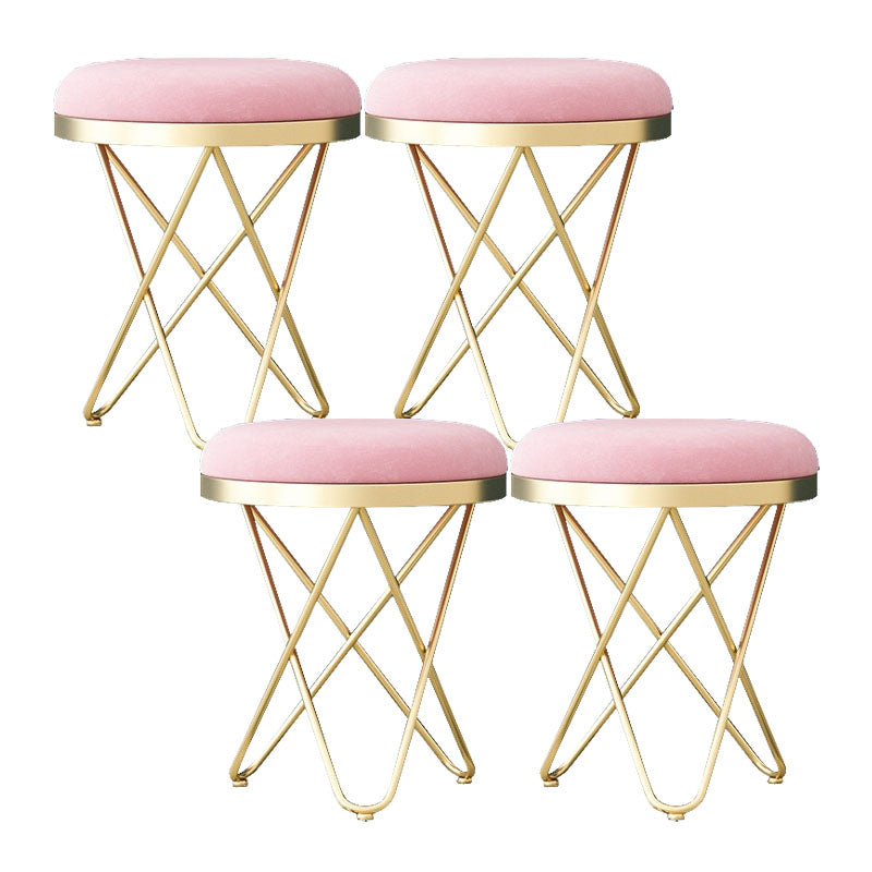 Solid Color Fabric Standard Stool Modern Style Simple Round Cushion Stool